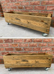 Wooden Garden Planter Box on Wheels 90cm
