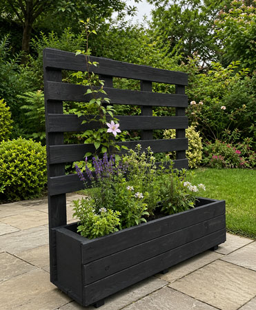 Contemporary Black Garden Planter with Climbing Trellis Frame  (L)100cmx(H)94cm 