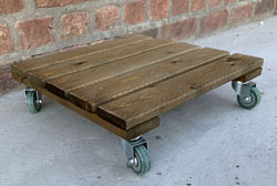 Heavy Duty Plant Pot Caddy Trolley Mover Tan Brown Large