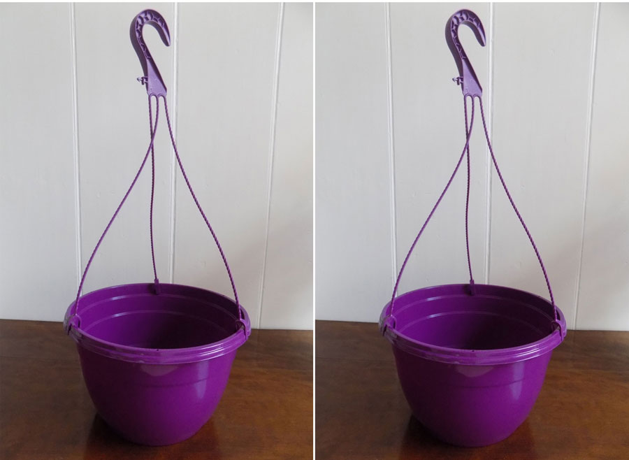Set of 2 x Purple Plastic Hanging Baskets
