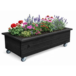 Portable Wooden Plant Black Box on Wheels