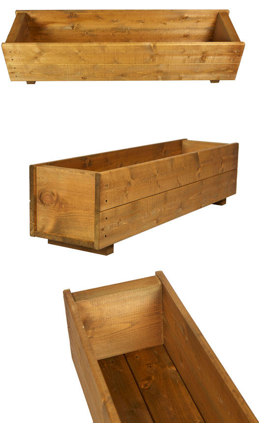 Wooden Rectangular Long Garden Planter Wood Stain Finish