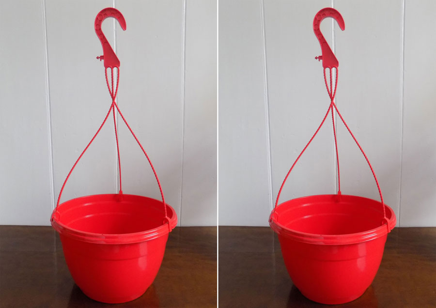 Set of 2 x Red Plastic Hanging Baskets