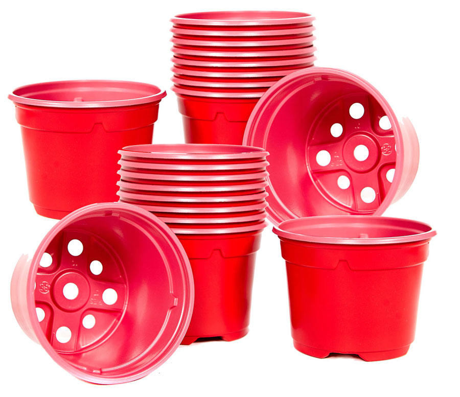 Pack of 20 x Plastic Lightweight Red Plant Pots