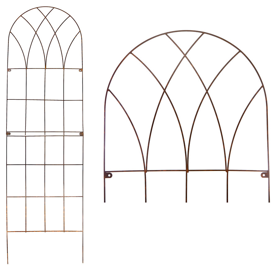 2.1m Extra Large Metal Garden Trellis Rusty