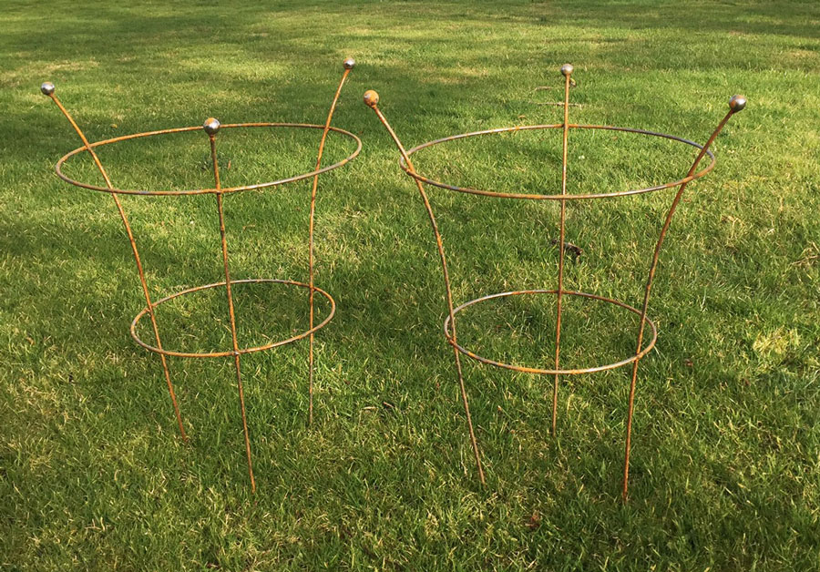 Set of 2 x Natural Rusted Peony Cage Supports 64cm - 3 Legs