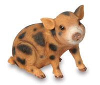 Brown Baby Piglet Ornament with Black Spots