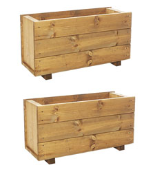 Wooden Extra Deep Planters Set of 2