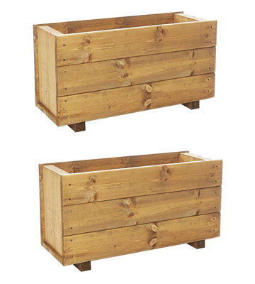 Wooden Extra Deep Planters Set of 2