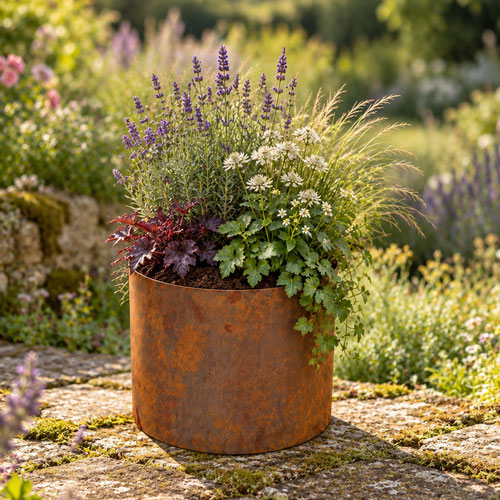 Natural  Rust Steel Circular Garden Planter Ring 30cm x 30cm 