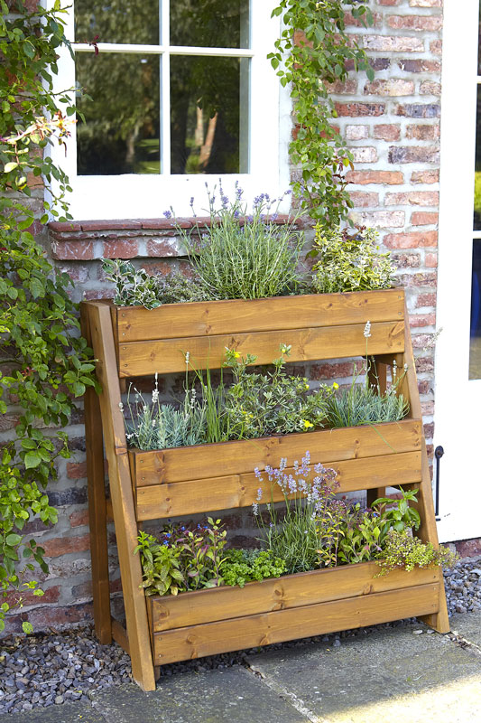 3 Tier Stepped High Wooden Planters