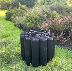 Grass Border Edging Log Roll Wood Edge Border Black 2.4m x 30cm
