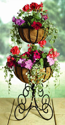 Two Tier Urn Metal Flower Planter - Heavy Duty