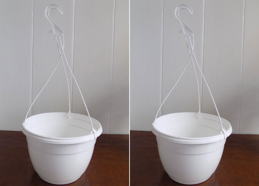 Set of 2 x White Plastic Hanging Baskets