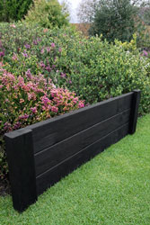 Wooden Garden Border Edging Brown Lawn and Flower Bed Divider 3 Board 90cm Long