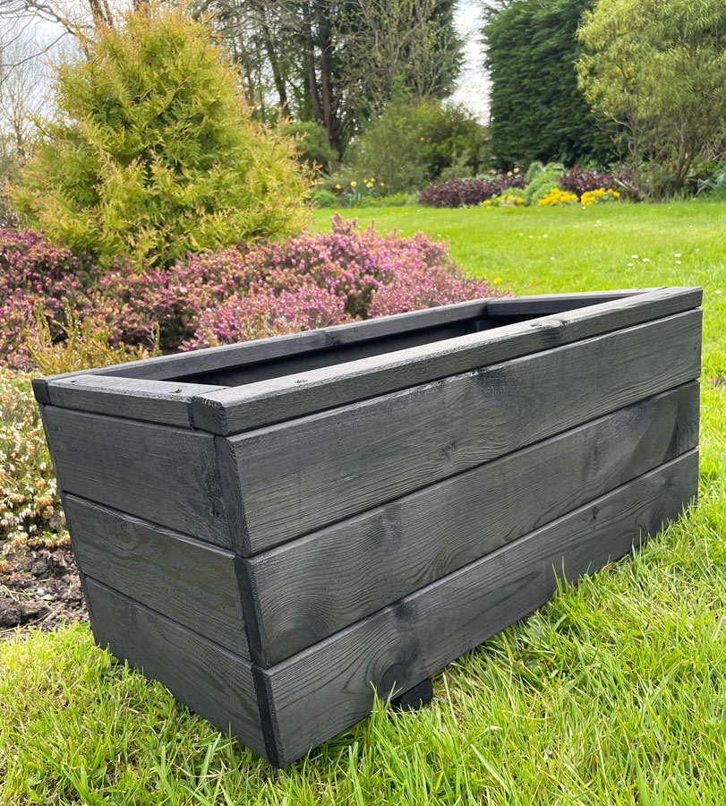 Heavy Duty Wooden Patio Planter 70cm Black Ash