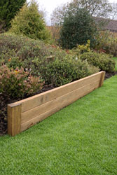 Wooden Garden Border Edging Lawn and Flower Bed Divider 3 Board 110cm Long