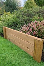 Wooden Garden Edging Flower Bed Border 3 Board 90cm Long