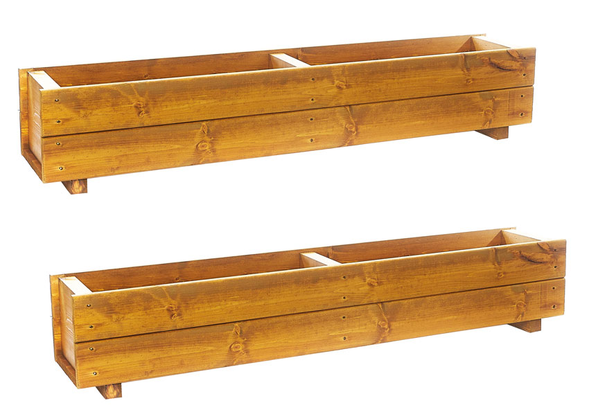 Wooden Trough Planters Large Set of 2