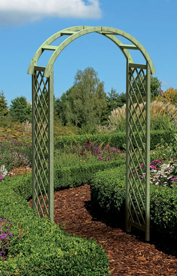 UK Garden Supplies Ornate Wood Arch- Green Arch