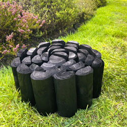 Wooden Flexible Lawn Edging Log Roll Black 2.4m x 15cm