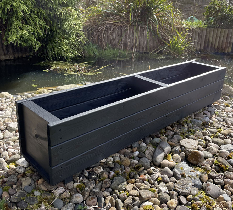 Wooden Extra Large Trough Planter 1.2m Black Ash