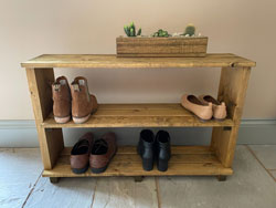 Rustic Wooden Boot Shoe Rack Storage Shelves Fully Assembled