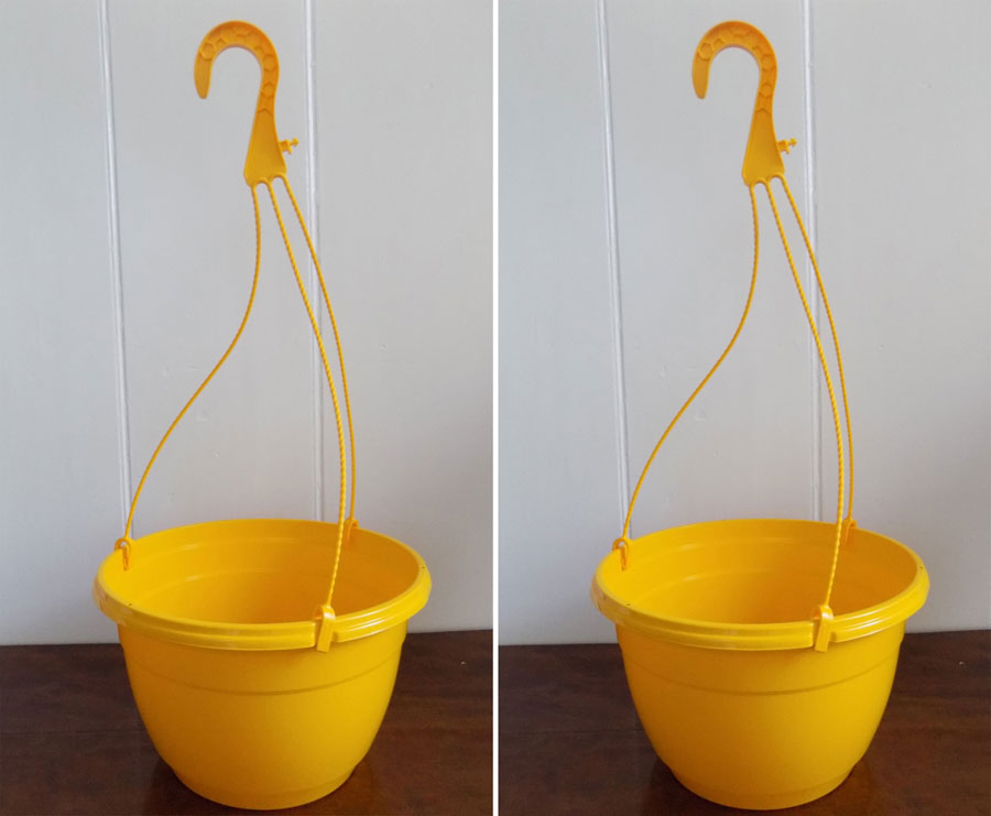Set of 2 x Yellow Plastic Hanging Baskets